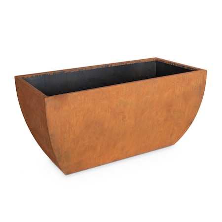 The Outdoor Plus 48 x 24 Rectangular Tuscon Corten Steel Planter OPT-PTSR4824